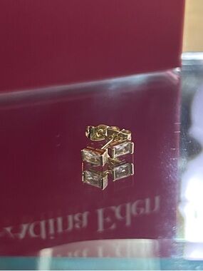 Adina Eden Gold Cubic Rectangular Crystal Stud Earrings NEW